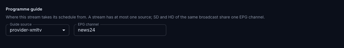 Binding a broadcast to its EPG channel