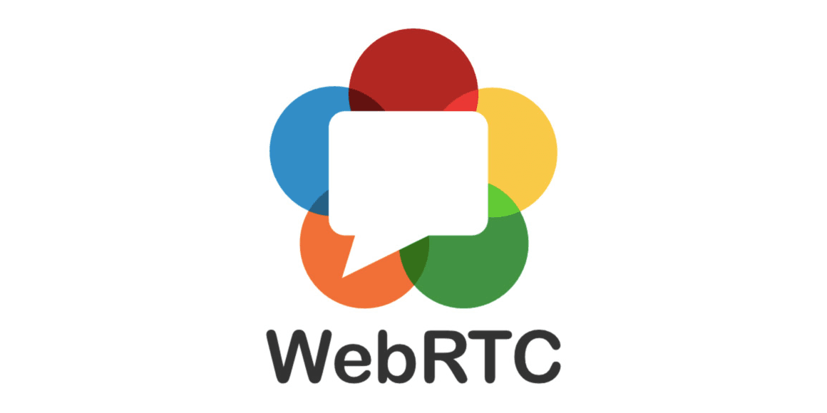 WebRTC logo with colored graphic symbol and text